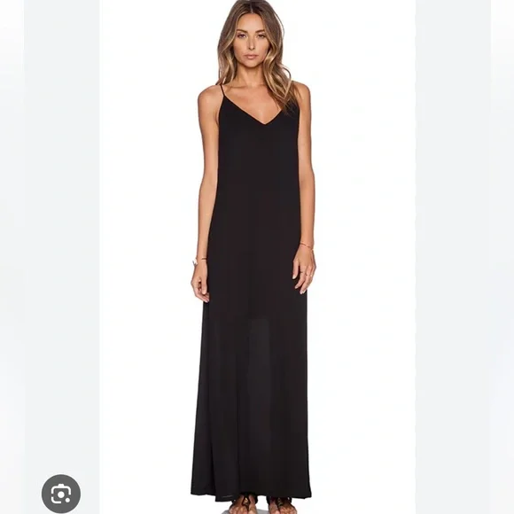 NWT Revolve Three Eighty Two Lachlan Slip Maxi Dress in Black - Picture 1 of 9